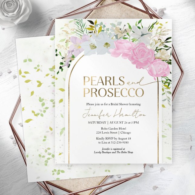 Pearls and Prosecco Bridal Shower Invitation (Creator Uploaded)
