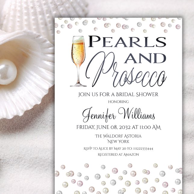 Pearls and Prosecco Bridal Shower Invitation (Creator Uploaded)