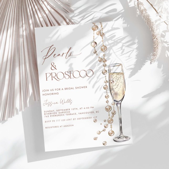 Pearls And Prosecco Bridal Shower Invitation (Creator Uploaded)
