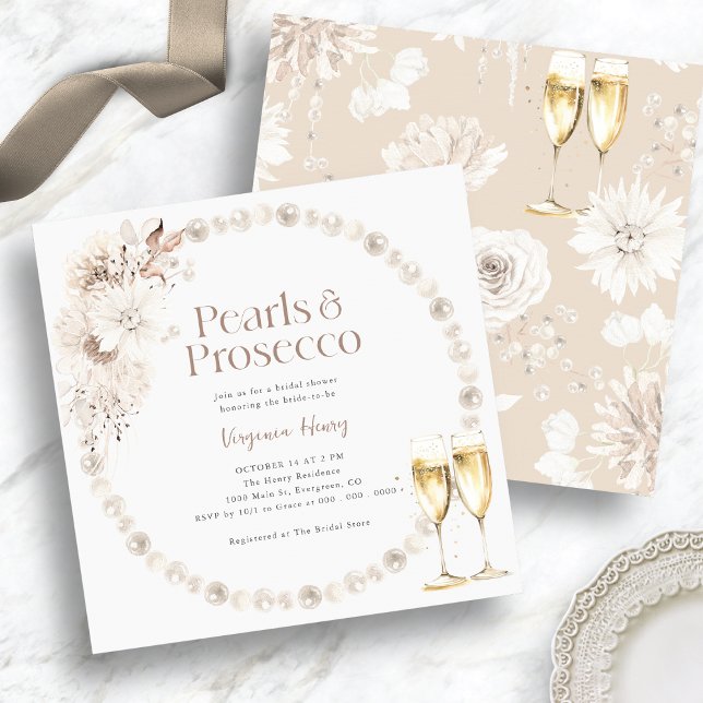 Pearls and Prosecco Bridal Shower Invitation (Pearls and Prosecco Bridal Shower Invitation
)