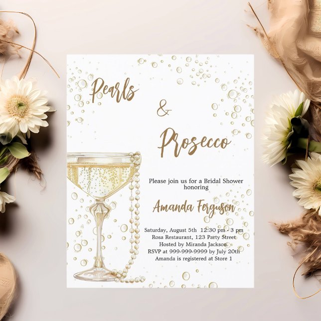 Pearls and Prosecco Bridal Shower invitation (Creator Uploaded)