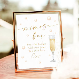Pearls and Prosecco Bridal Shower Mimosa Bar Poster