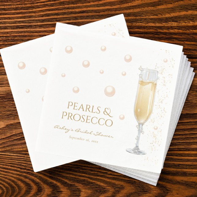 Pearls and Prosecco Bridal Shower  Napkin (Creator Uploaded)