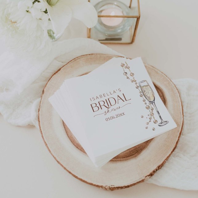 Pearls And Prosecco Bridal Shower Napkin (Creator Uploaded)