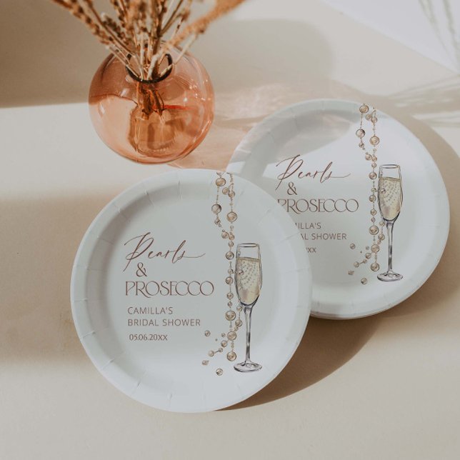 Pearls And Prosecco Bridal Shower  Paper Plate (Creator Uploaded)