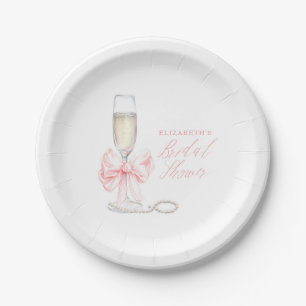 Pearls and Prosecco Bridal Shower  Paper Plate