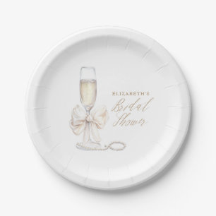 Pearls and Prosecco Bridal Shower  Paper Plate