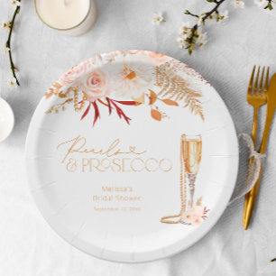 Pearls and Prosecco Bridal Shower Paper Plates