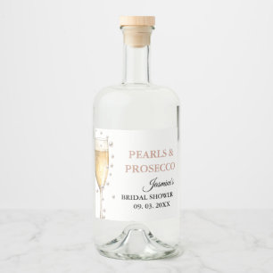 Pearls And Prosecco Bridal shower Party Liquor Bottle Label