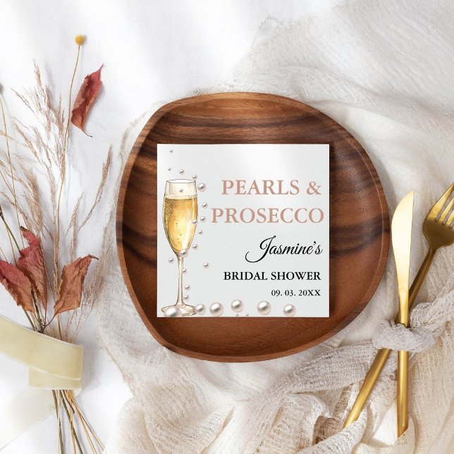 Pearls And Prosecco Bridal shower Party Napkin (Creator Uploaded)