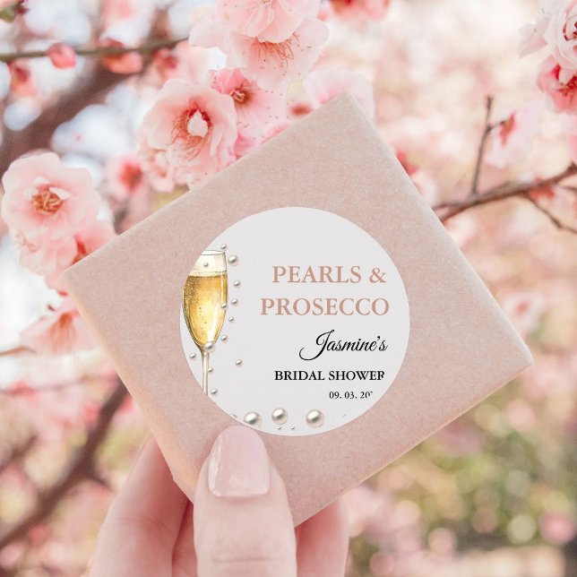 Pearls And Prosecco Bridal shower Party Square Sticker (Creator Uploaded)