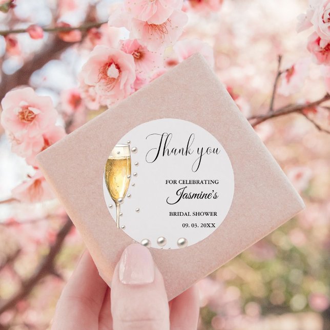 Pearls And Prosecco Bridal shower Party Square Sticker (Creator Uploaded)