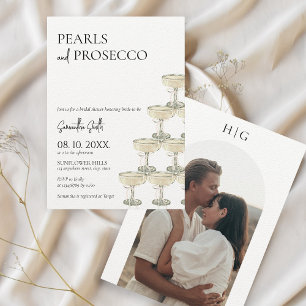 Pearls and Prosecco Bridal Shower Photo Invitation