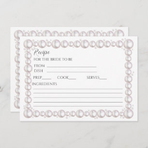 Pearls and prosecco bridal shower recipe card