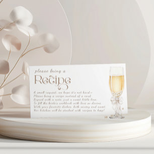 Pearls and Prosecco Bridal Shower Recipe Request Enclosure Card