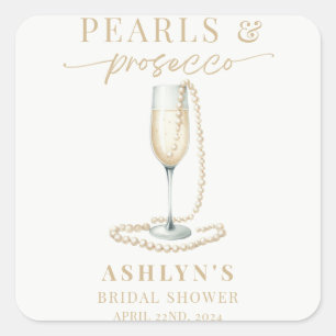 Pearls and Prosecco Bridal Shower Sticker