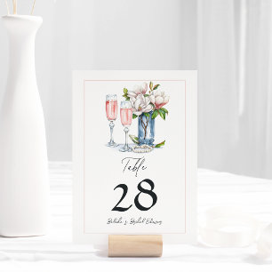 Pearls and Prosecco Bridal Shower Table Number
