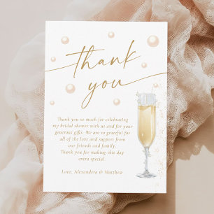Pearls and Prosecco Bridal Shower Thank You Card