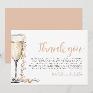Pearls and Prosecco Bridal Shower Thank you Card