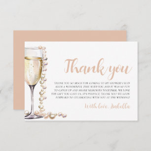 Pearls and Prosecco Bridal Shower Thank you Card