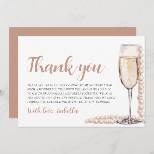 Pearls and Prosecco Bridal Shower Thank you Card