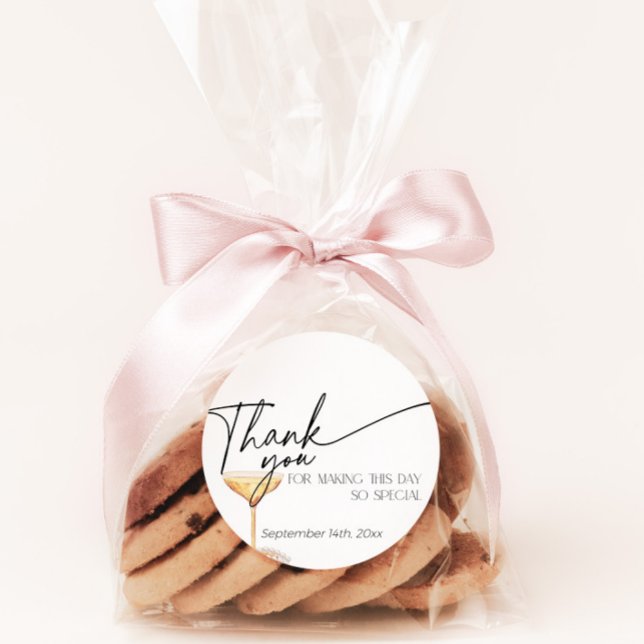 Pearls and Prosecco Bridal Shower Thank You Classic Round Sticker (Creator Uploaded)