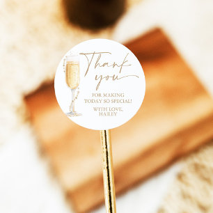 Pearls and Prosecco Bridal Shower Thank YouSticker Classic Round Sticker