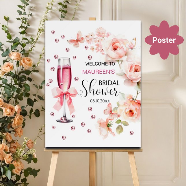 Pearls and Prosecco Bridal Shower Welcome Poster (Creator Uploaded)