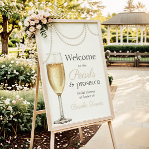 Pearls and Prosecco Bridal Shower Welcome Poster