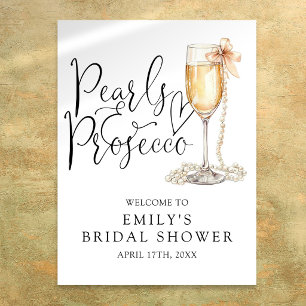 Pearls And Prosecco Bridal Shower Welcome Sign