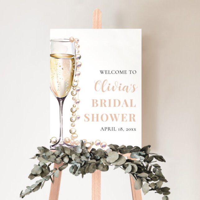 Pearls and Prosecco Bridal Shower Welcome Sign (Creator Uploaded)
