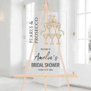 Pearls and Prosecco Bridal Shower Welcome Sign