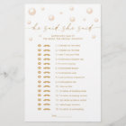 Pearls and Prosecco Bridal Shower Who Said Game