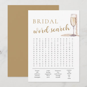 Pearls and Prosecco Bridal Shower Word Search Game Invitation