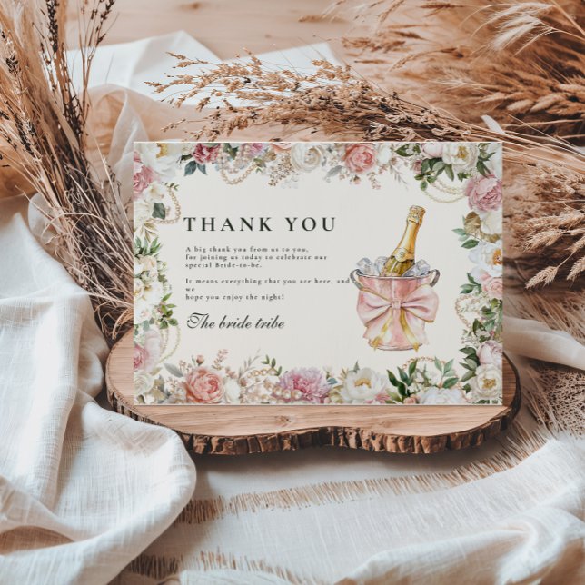 Pearls and Prosecco Bridal Thank You Card (Creator Uploaded)