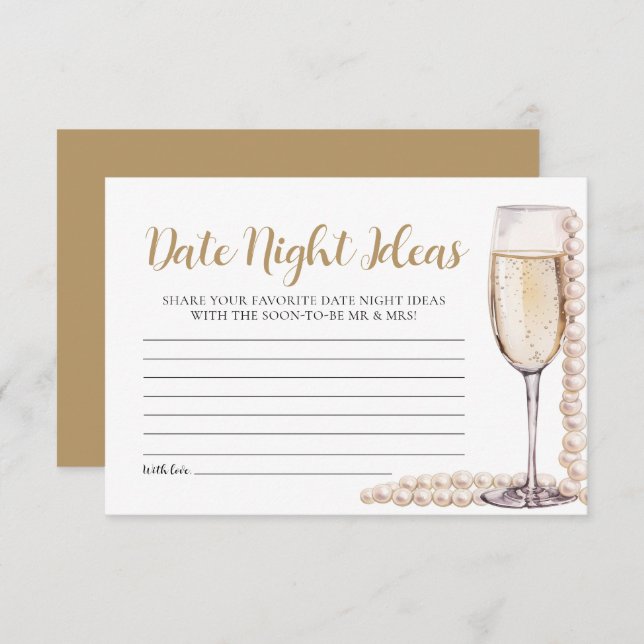 Pearls and Prosecco Date Night Ideas Bridal Shower Enclosure Card (Front/Back)