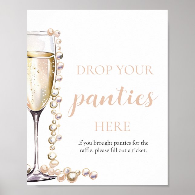 Pearls and Prosecco Drop Your Panties Game Sign (Front)