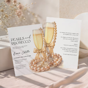 Pearls and Prosecco Elegant Bow Bridal Shower Invitation