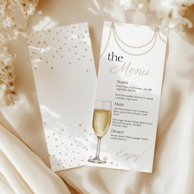Pearls and Prosecco elegant Bridal brunch Shower Menu (Creator Uploaded)