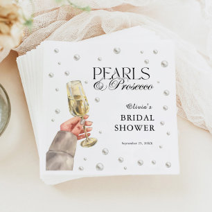 Pearls and Prosecco Elegant Bridal Shower Brunch Napkin