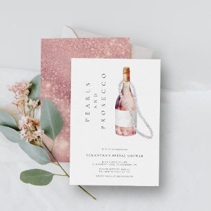 Pearls and Prosecco Elegant Bridal Shower Invitation