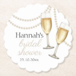 Pearls and prosecco Elegant bridal Shower Paper Coaster<br><div class="desc">Celebrate in style with our Pearls and Prosecco Bridal Shower Collection, featuring elegant invitations, fun games, chic signs, and unique gifts. Designed for brides who love timeless elegance, this collection combines sparkling prosecco and classic pearls to create a sophisticated and unforgettable atmosphere. Whether you’re looking for beautifully designed invitations to...</div>