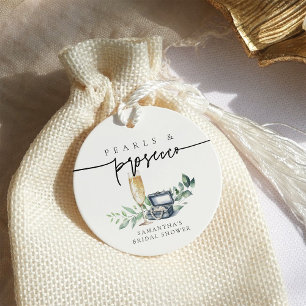 Pearls and Prosecco Elegant Gold Bridal Shower Favour Tags