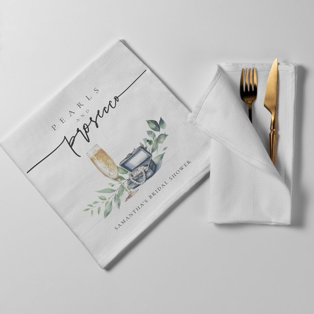 Pearls and Prosecco Elegant Gold Bridal Shower Napkin (Creator Uploaded)