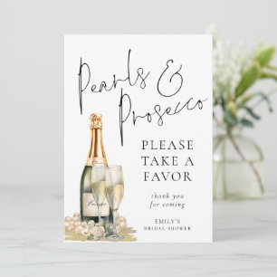 Pearls and Prosecco Favour Bridal Shower Sign Card