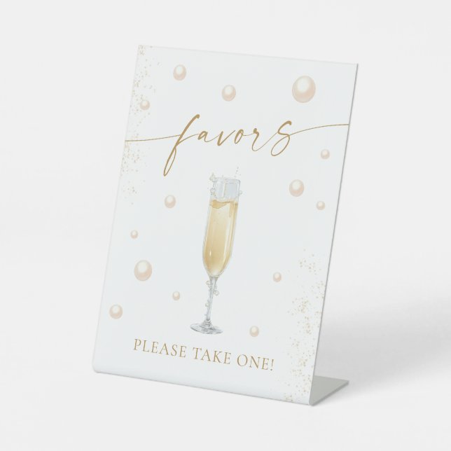 Pearls and Prosecco Favours Pedestal Sign (Front)