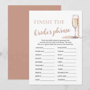 Pearls and Prosecco Finish the Bride's Phrase Game Invitation