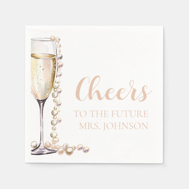 Pearls and Prosecco Future Mrs Bridal Shower Napkin (Front)