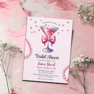 Pearls and Prosecco Glass Bridal Shower Invitation