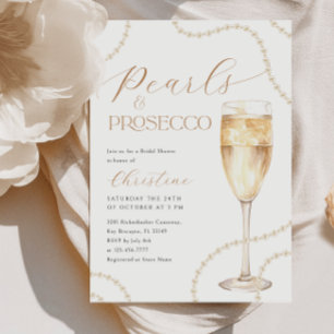 Pearls and Prosecco Gold Bridal Shower Invitation